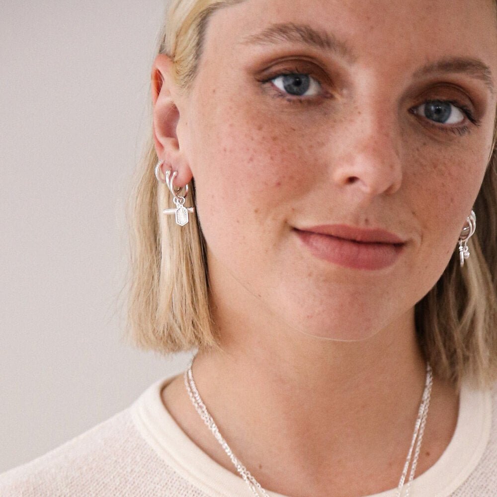 Daisy London Silver Estee Lalonde Sunburst Shield Charm Earrings - MococoDaisy LondonELE15_SLVEarrings