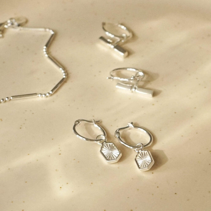 Daisy London Silver Estee Lalonde Sunburst Shield Charm Earrings - MococoDaisy LondonELE15_SLVEarrings