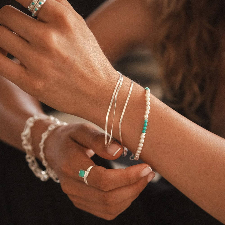 Daisy London Silver Fine Pearl & Turquoise Bracelet Stack - MococoDaisy LondonGSET131_SLVBracelets