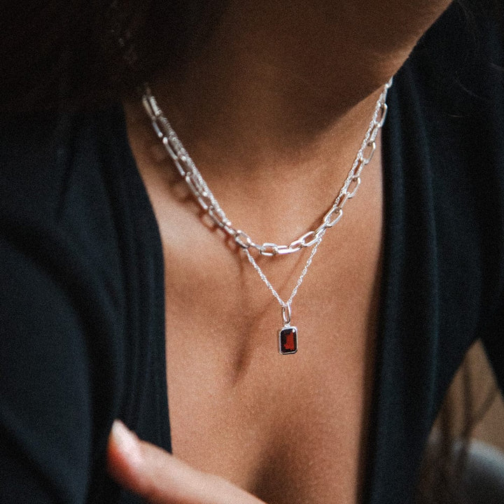 Daisy London Silver Garnet January Birthstone Charm Necklace - MococoDaisy LondonBS13_SLVNecklaces
