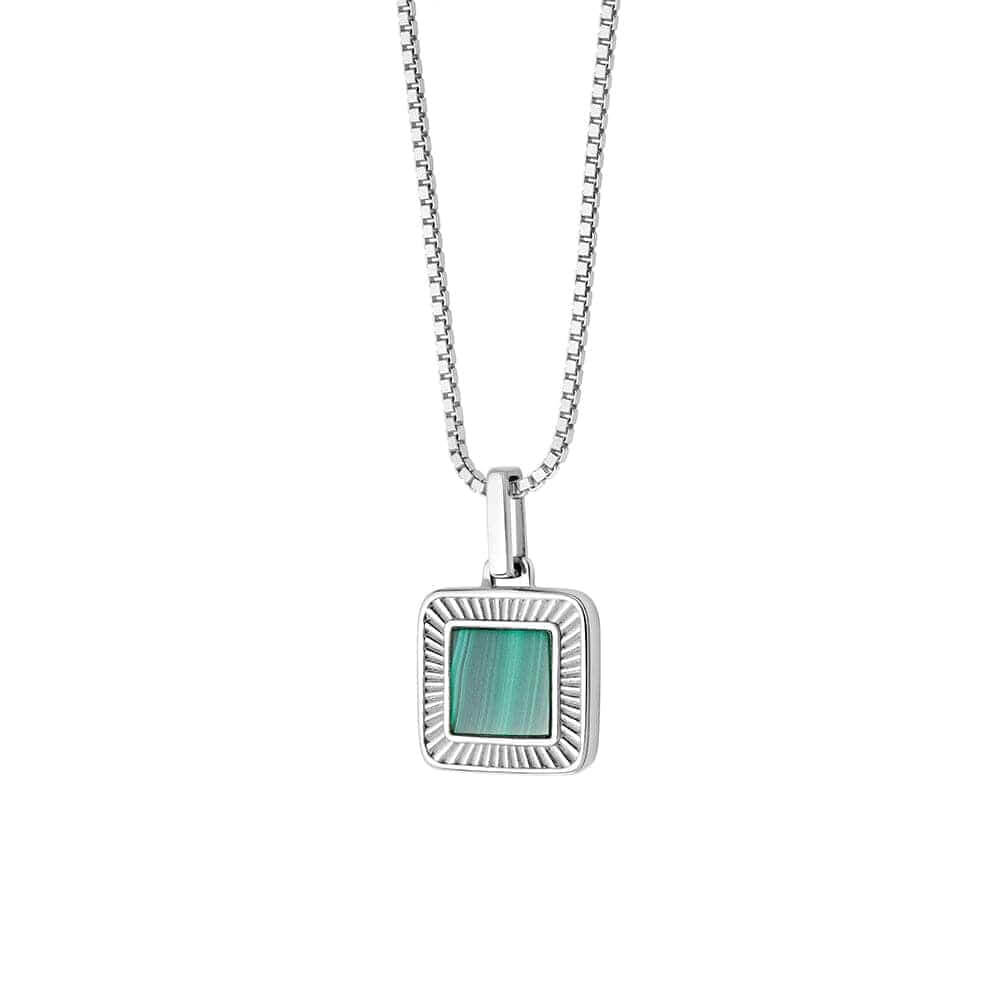 Daisy London Silver Malachite Palm Square Necklace - MococoDaisy LondonWN08_SLVNecklaces