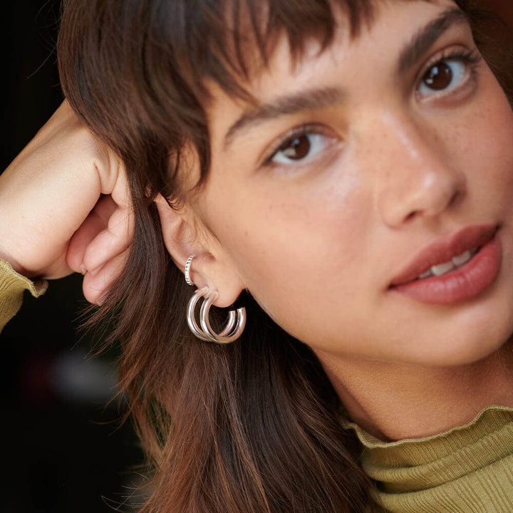 Daisy London Silver Midi Bold Hoop Earrings - MococoDaisy LondonE3119_SLVEarrings