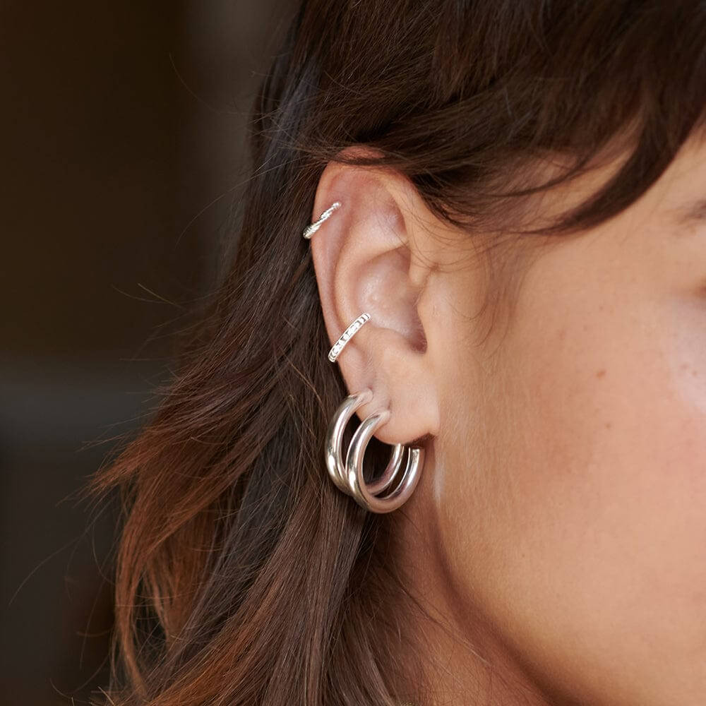 Daisy London Silver Midi Bold Hoop Earrings - MococoDaisy LondonE3119_SLVEarrings