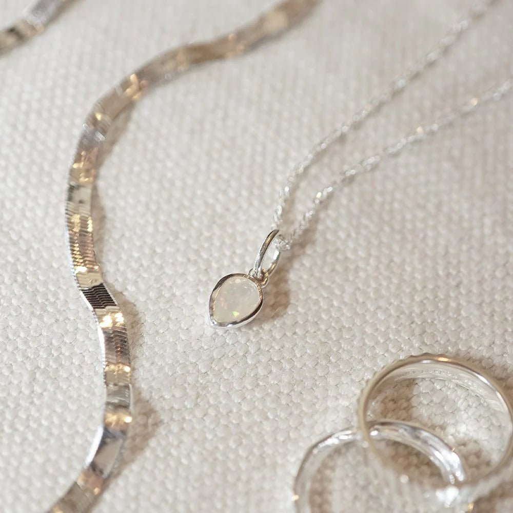 Daisy London Silver Opal October Birthstone Charm Necklace - MococoDaisy LondonBS22_SLVNecklaces