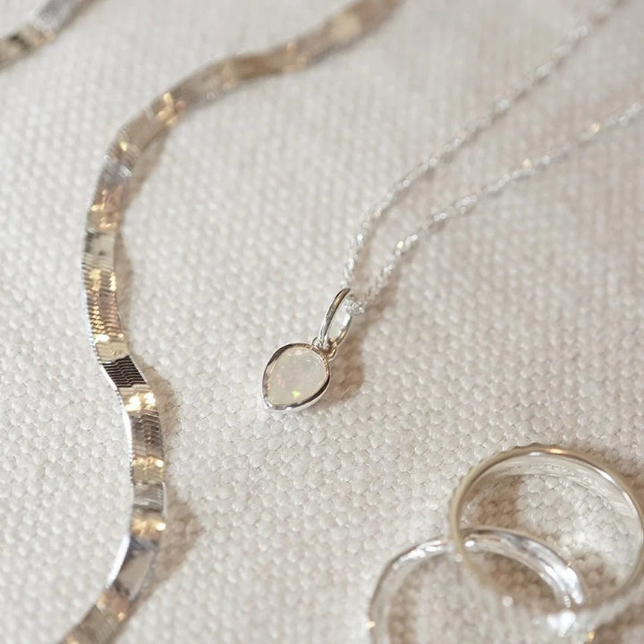 Daisy London Silver Opal October Birthstone Charm Necklace - MococoDaisy LondonBS22_SLVNecklaces