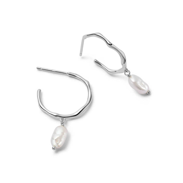 Daisy London Silver Organic Hoop Pearl Drop Earrings - MococoDaisy LondonSE12_SLVEarrings
