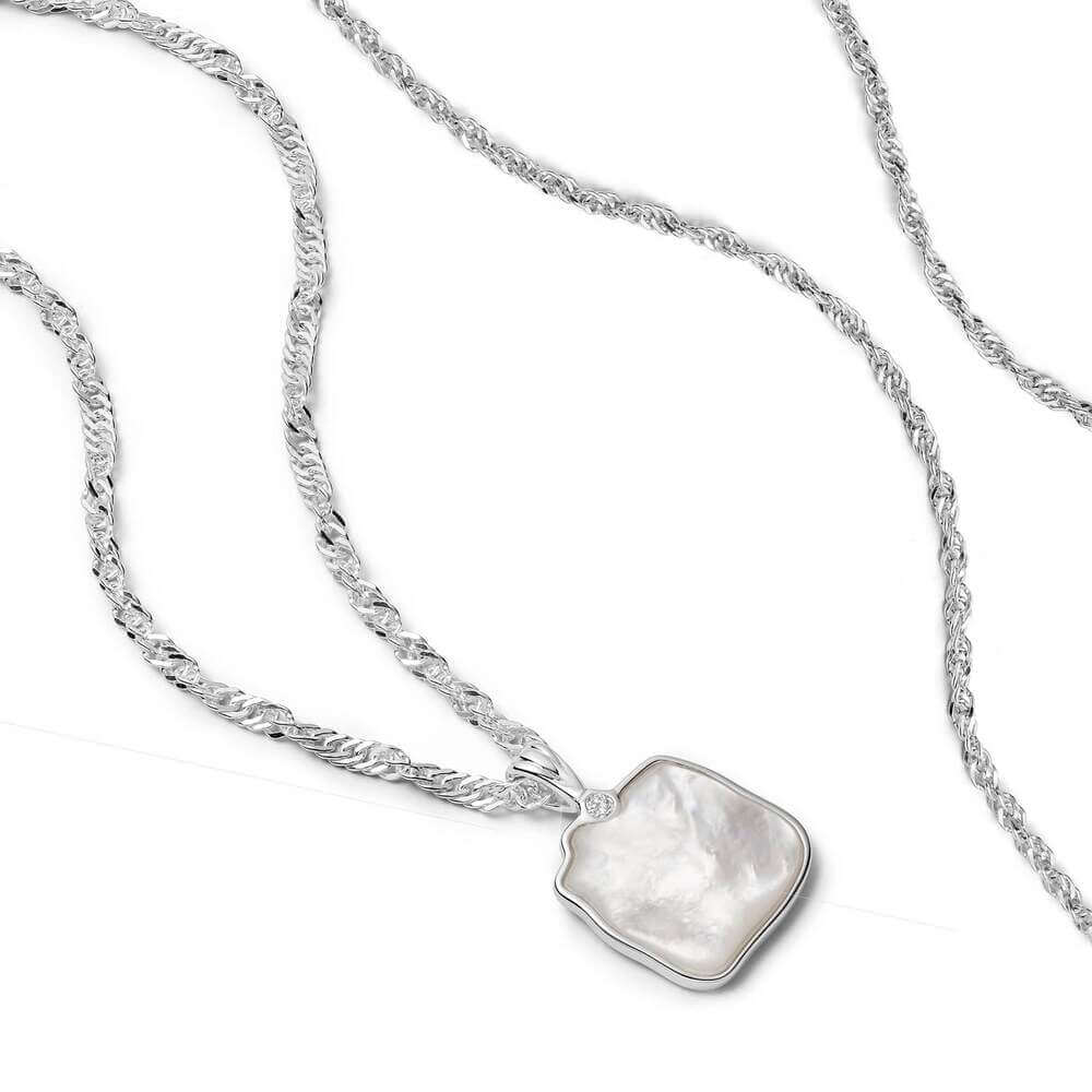 Daisy London Silver Organic Mother Of Pearl Necklace Layering Set - MococoDaisy LondonGSET170_SLVJewellery Sets