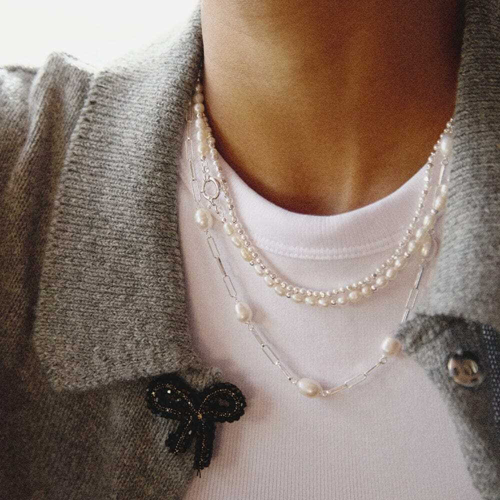 Daisy London Silver Pearl Beaded Necklace - MococoDaisy LondonBPN04_SLVNecklaces