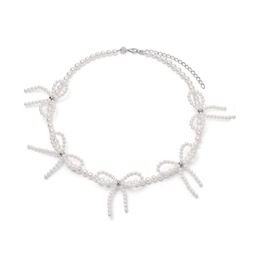 Daisy London Silver Pearl Bow Station Necklace - MococoDaisy LondonBPN03_SLVNecklaces