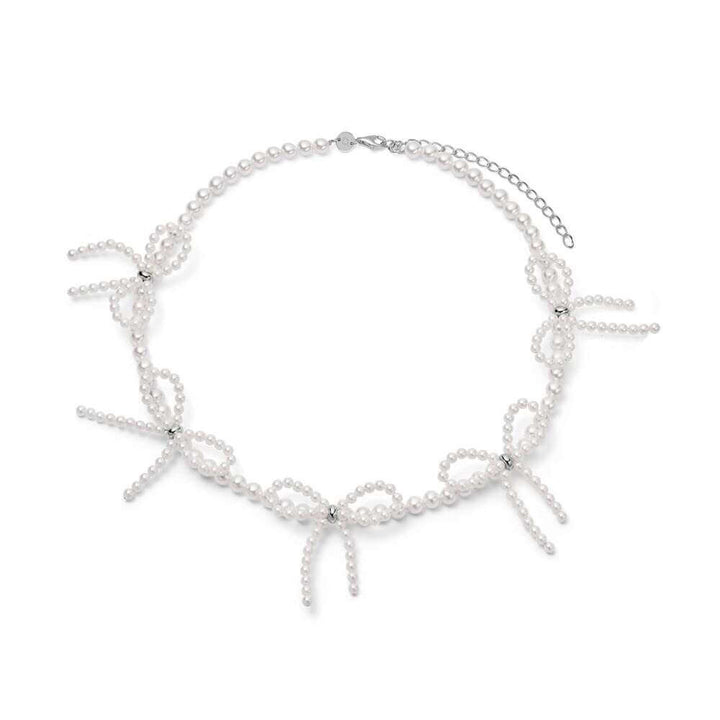 Daisy London Silver Pearl Bow Station Necklace - MococoDaisy LondonBPN03_SLVNecklaces