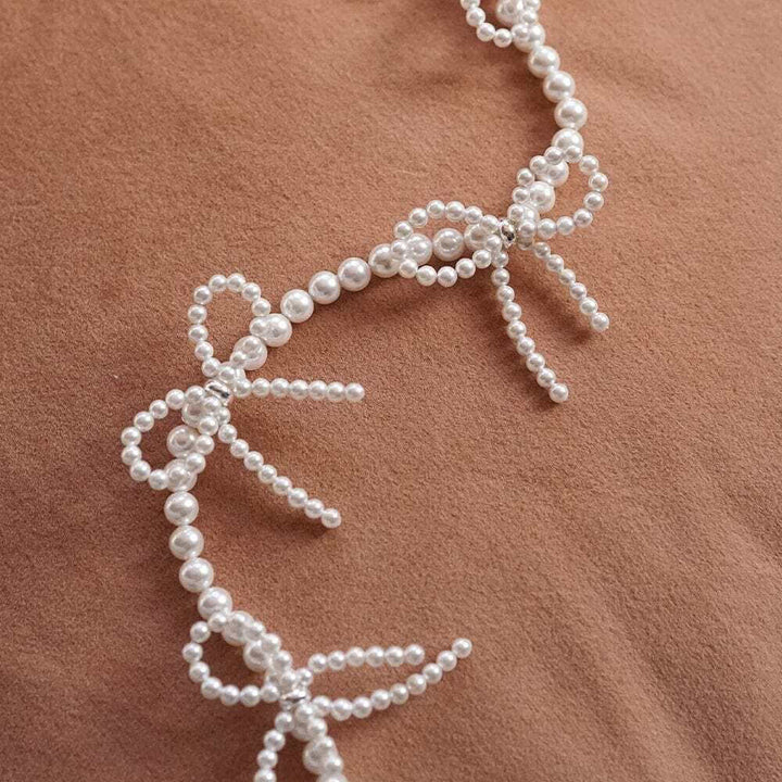 Daisy London Silver Pearl Bow Station Necklace - MococoDaisy LondonBPN03_SLVNecklaces