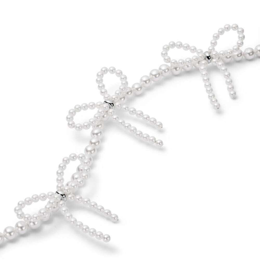 Daisy London Silver Pearl Bow Station Necklace - MococoDaisy LondonBPN03_SLVNecklaces