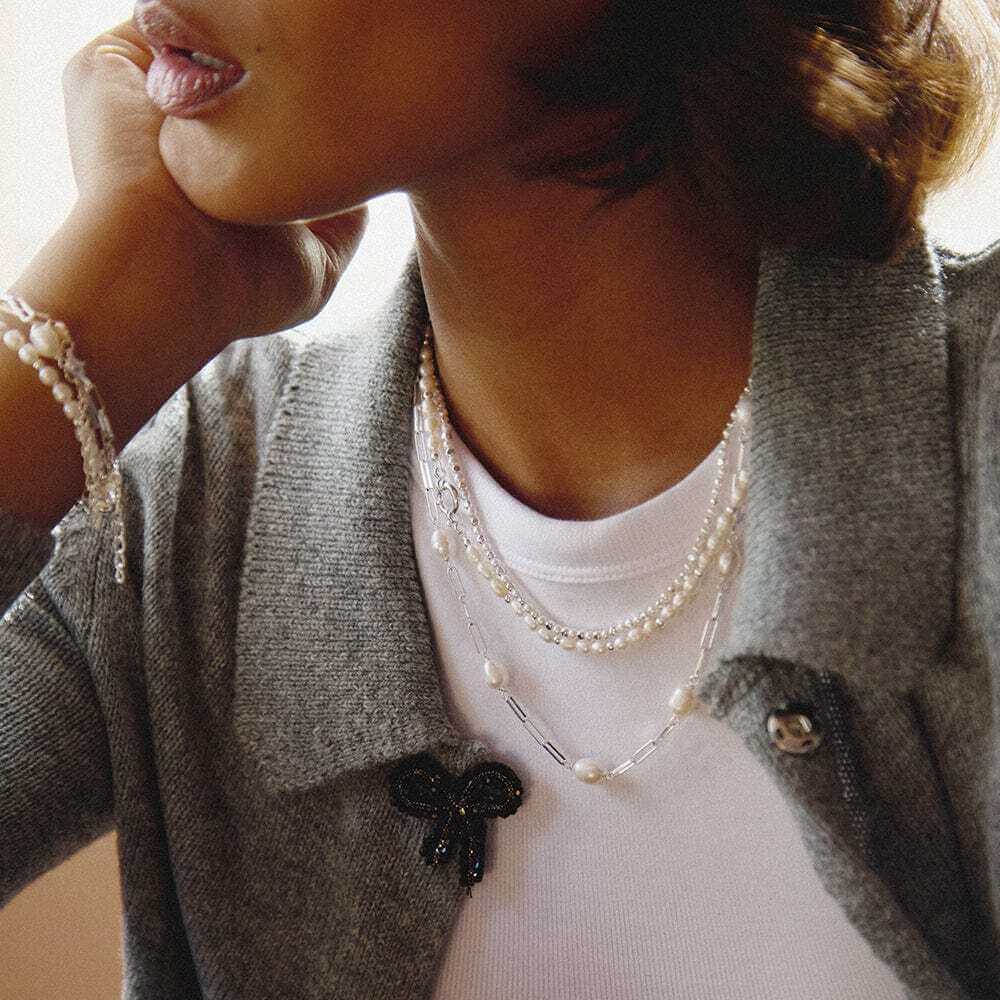 Daisy London Silver Pearl Chunky Chain Necklace - MococoDaisy LondonBPN05_SLVNecklaces