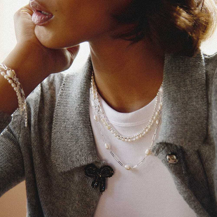 Daisy London Silver Pearl Chunky Chain Necklace - MococoDaisy LondonBPN05_SLVNecklaces