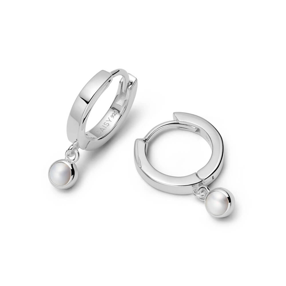 Daisy London Silver Pearl Healing Huggie Hoop Earrings - MococoDaisy LondonASE02_SLVEarrings