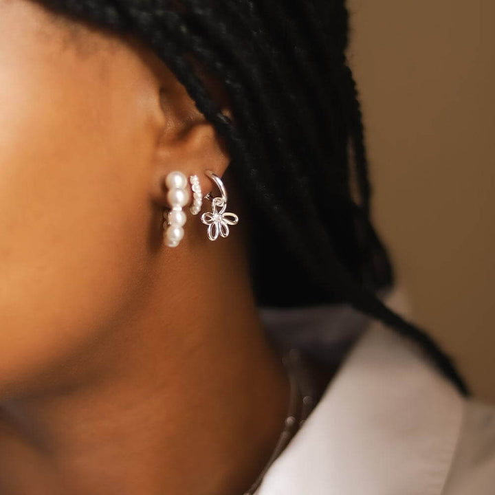 Daisy London Silver Pearl Mini Huggie Earrings - MococoDaisy LondonBPE03_SLVEarrings