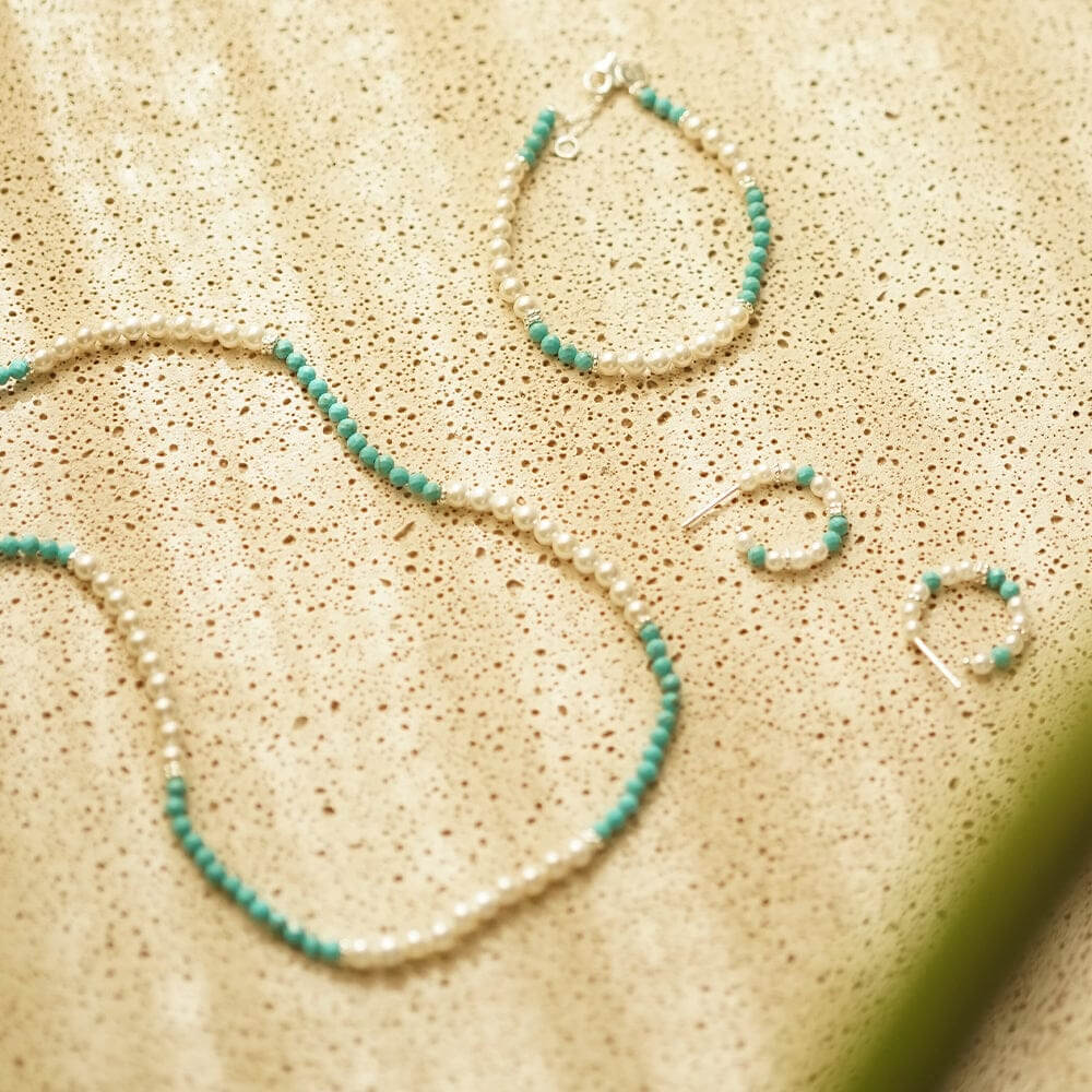 Daisy London Silver Pearl Turquoise Beaded Bracelet - MococoDaisy LondonSBR05_SLVBracelets