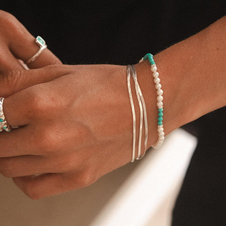 Daisy London Silver Pearl Turquoise Beaded Bracelet - MococoDaisy LondonSBR05_SLVBracelets
