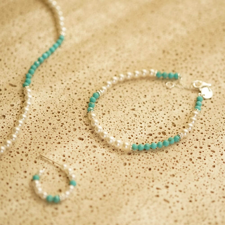 Daisy London Silver Pearl Turquoise Beaded Bracelet - MococoDaisy LondonSBR05_SLVBracelets