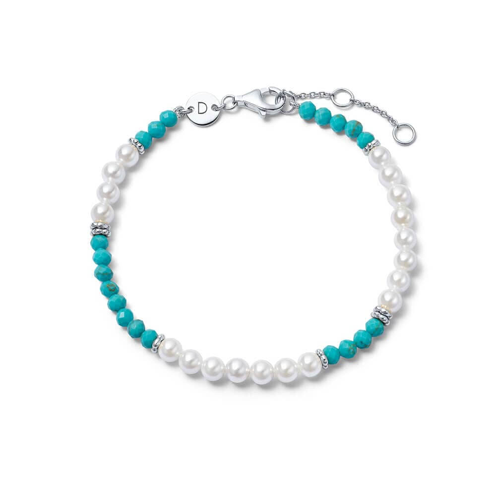 Daisy London Silver Pearl Turquoise Beaded Bracelet - MococoDaisy LondonSBR05_SLVBracelets
