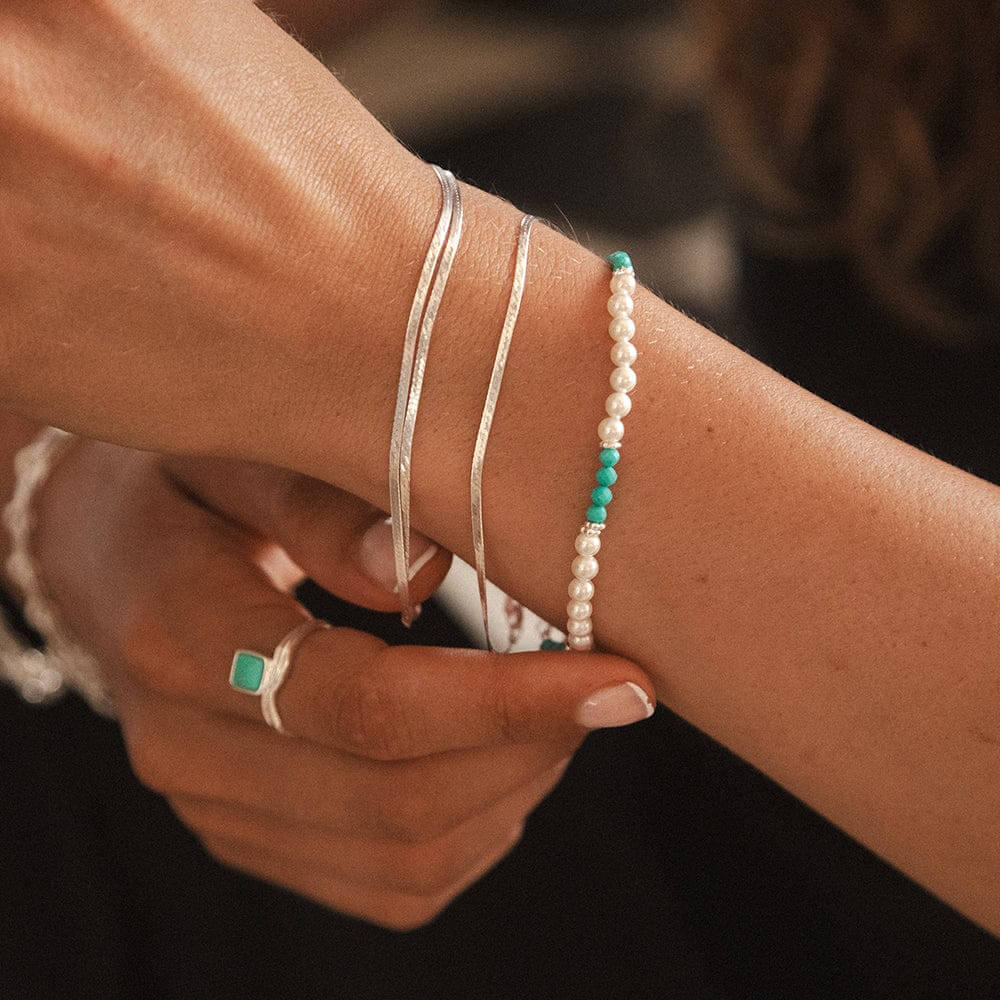 Daisy London Silver Pearl Turquoise Beaded Bracelet - MococoDaisy LondonSBR05_SLVBracelets