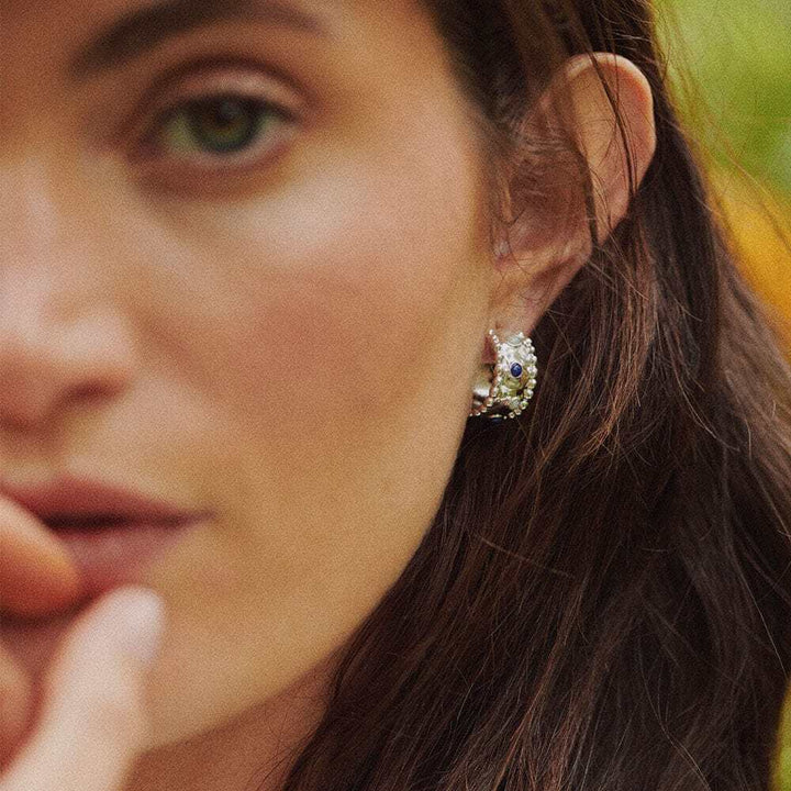 Daisy London Silver Plate Amulet Stone Hoop Earrings Additional Image - 2