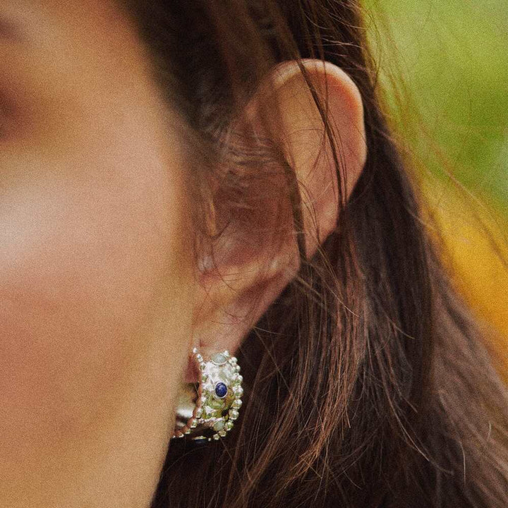 Daisy London Silver Plate Amulet Stone Hoop Earrings Additional Image - 4