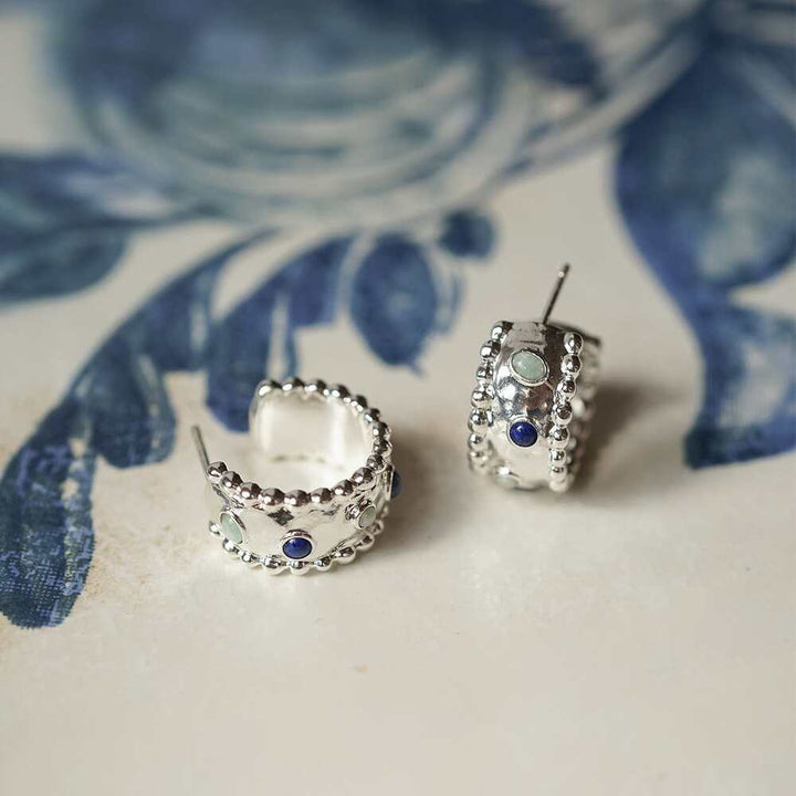 Daisy London Silver Plate Amulet Stone Hoop Earrings Additional Image - 5