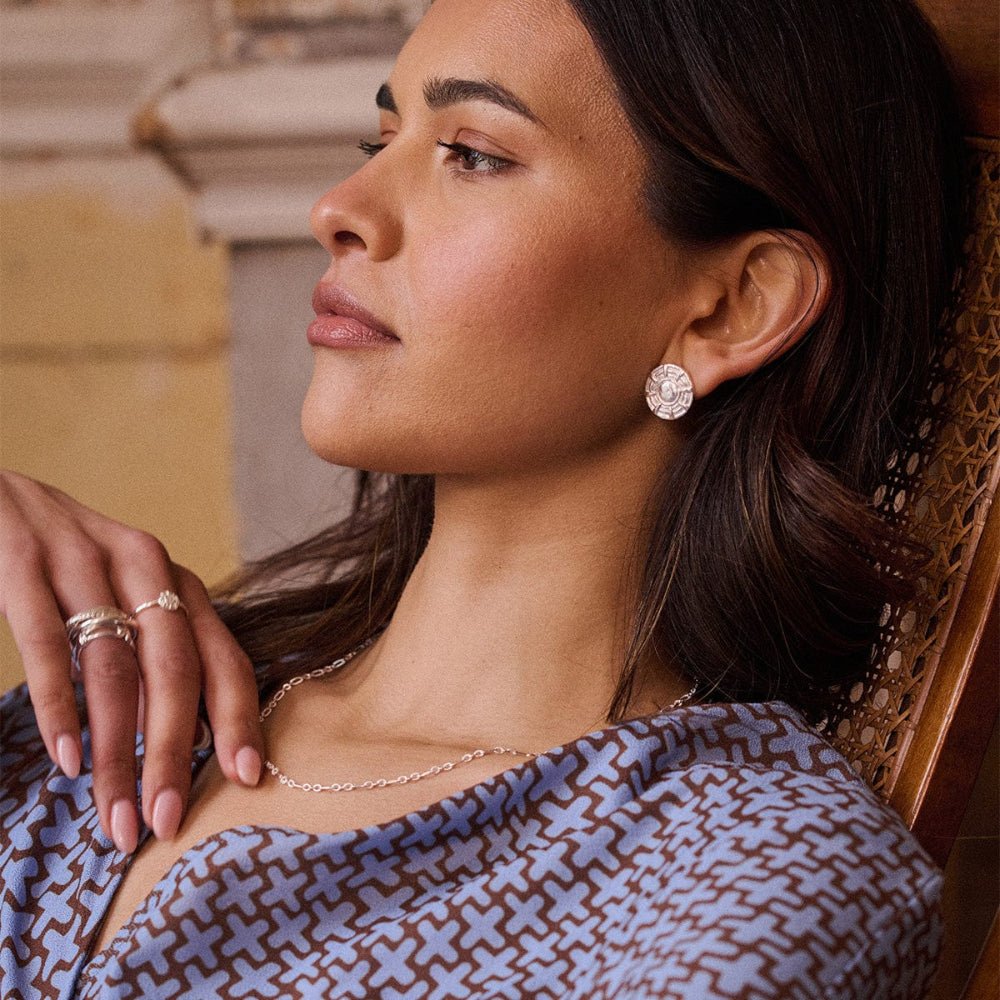 Daisy London Silver Plate Apollo Oversized Stud Earrings - MococoDaisy LondonRE04_SLV5056104133699Earrings