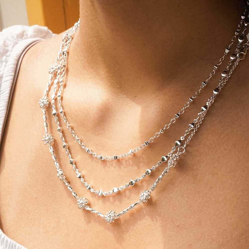 Daisy London Silver Plate Diamond Disc Chain Necklace Additional Image - 1