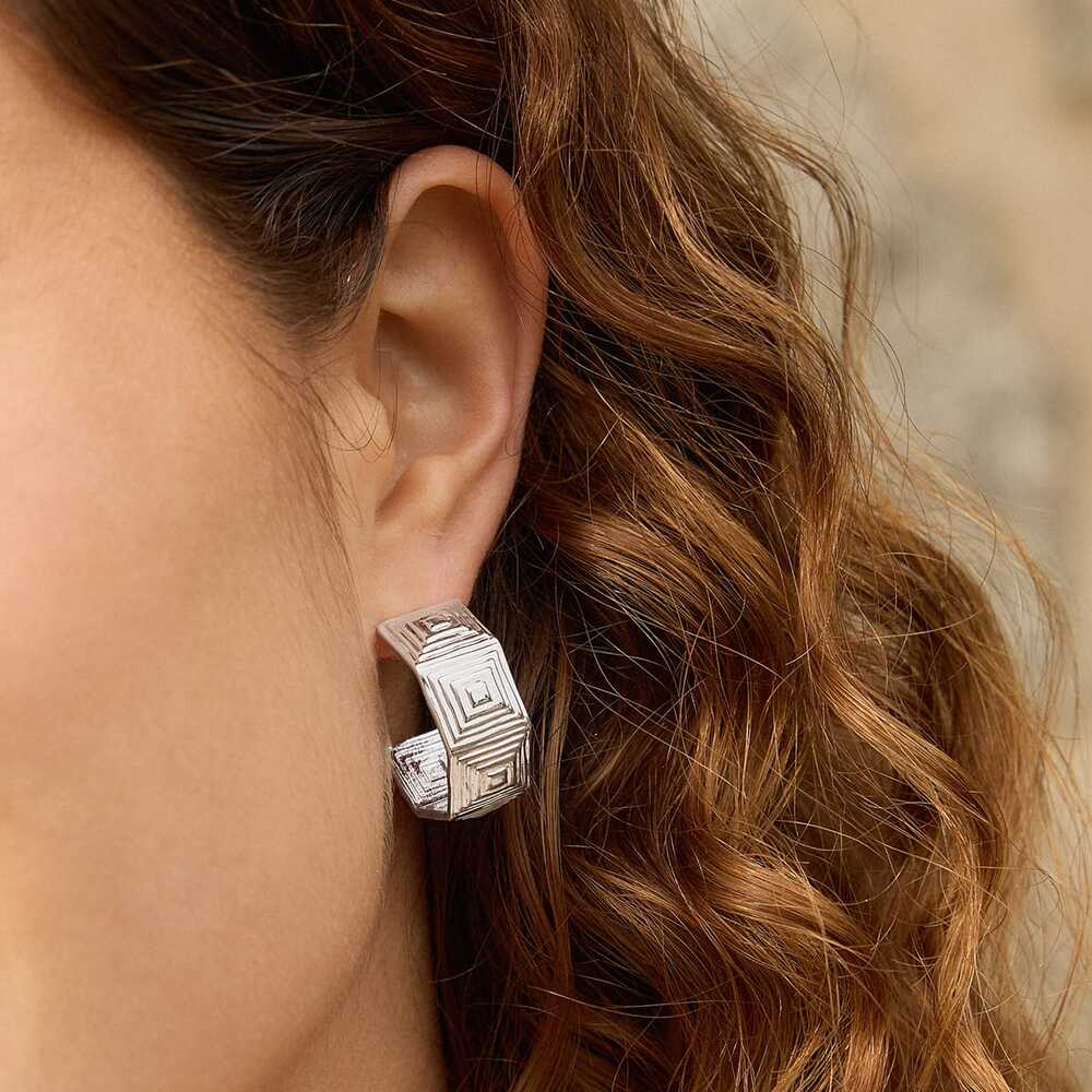 Daisy London Silver Plate Maxi Strata Hoop Earrings Additional Image - 1