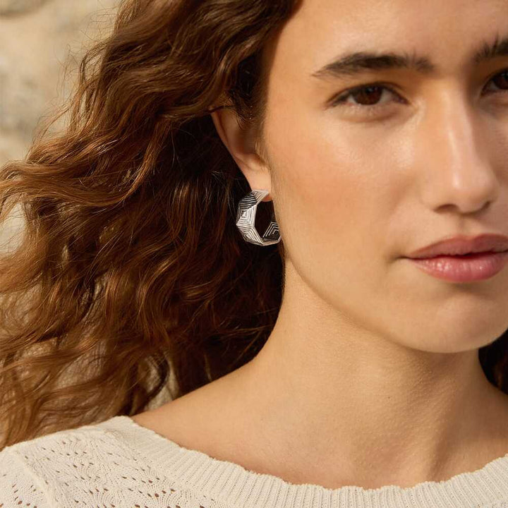 Daisy London Silver Plate Maxi Strata Hoop Earrings Additional Image - 3