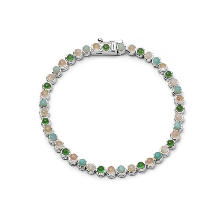 Daisy London Silver Plate Mixed Gemstone Tennis Bracelet