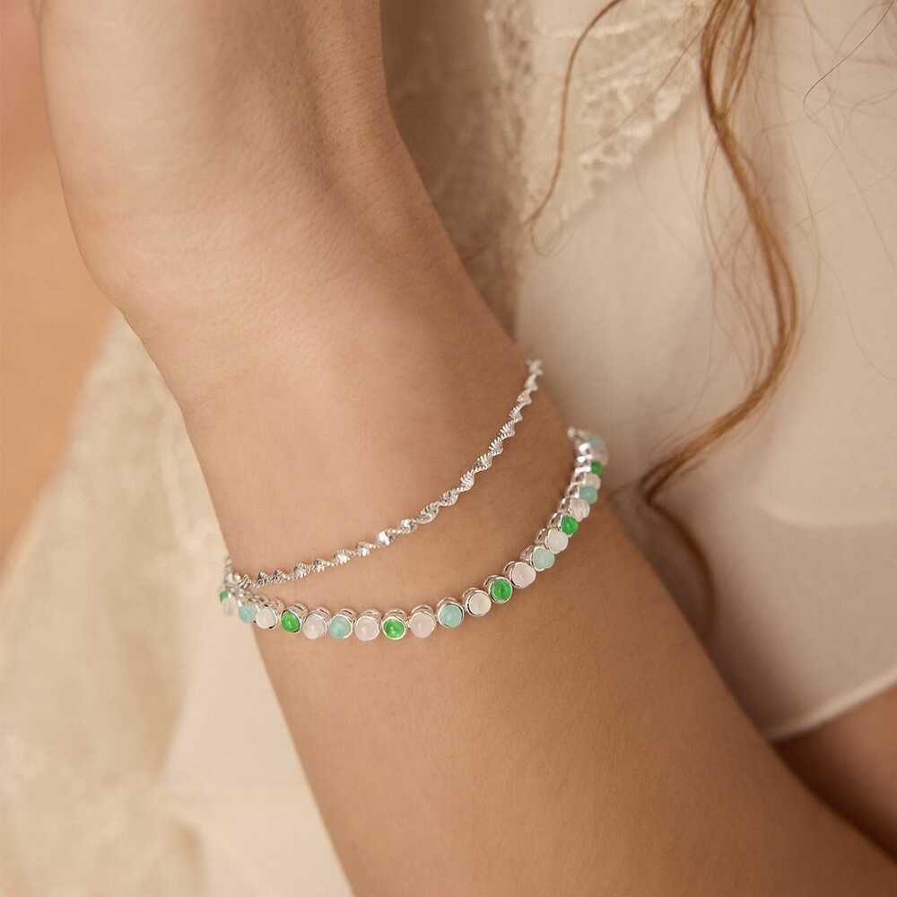 Daisy London Silver Plate Mixed Gemstone Tennis Bracelet Additional Image - 1