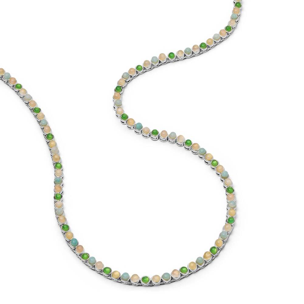 Daisy London Silver Plate Mixed Gemstone Tennis Necklace