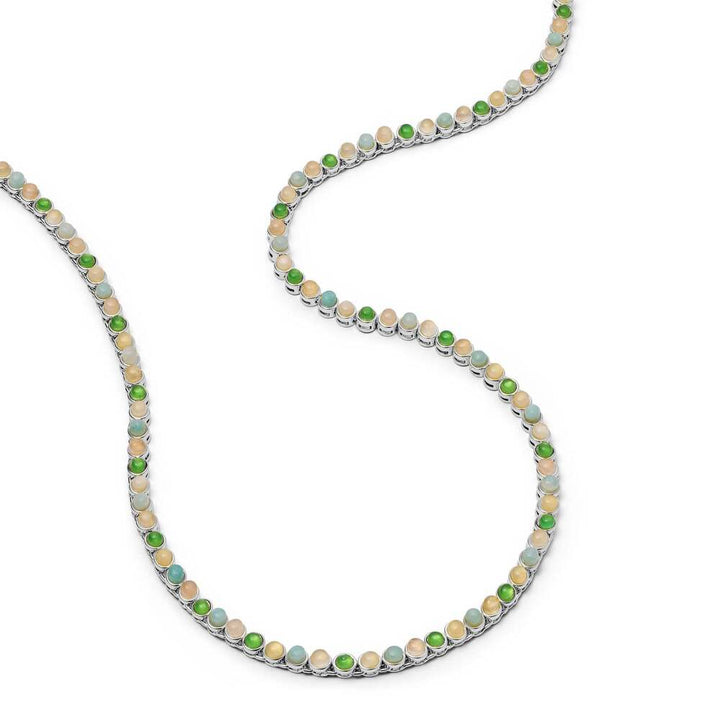 Daisy London Silver Plate Mixed Gemstone Tennis Necklace