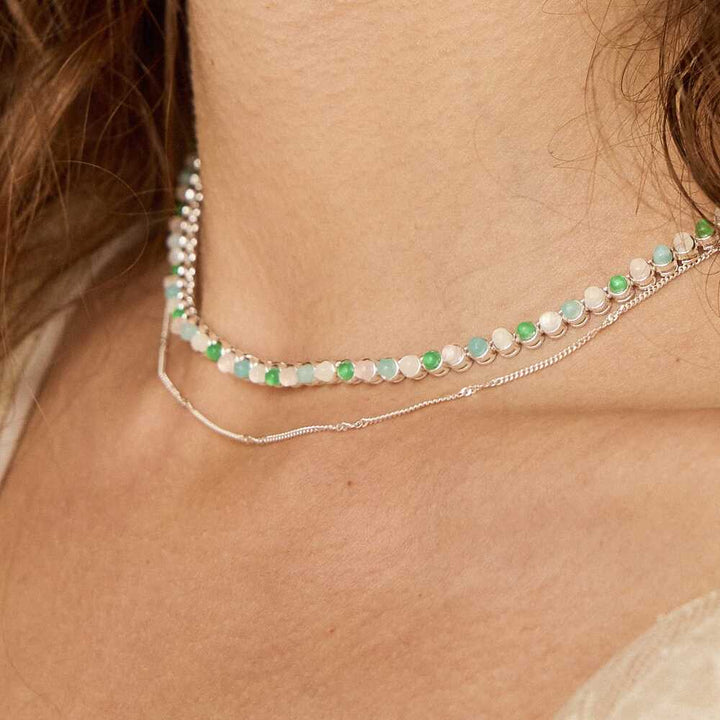 Daisy London Silver Plate Mixed Gemstone Tennis Necklace Additional Image - 1