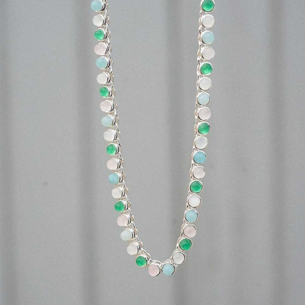 Daisy London Silver Plate Mixed Gemstone Tennis Necklace Additional Image - 2