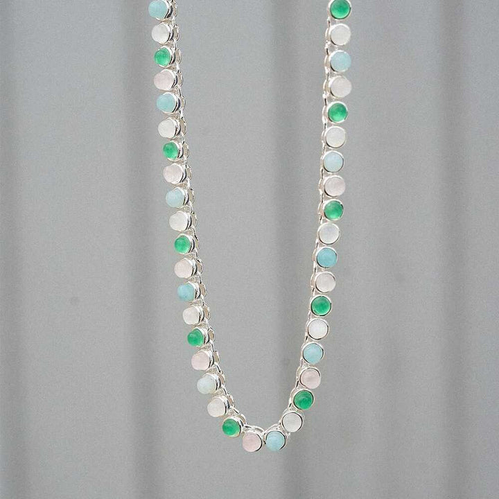 Daisy London Silver Plate Mixed Gemstone Tennis Necklace Additional Image - 2