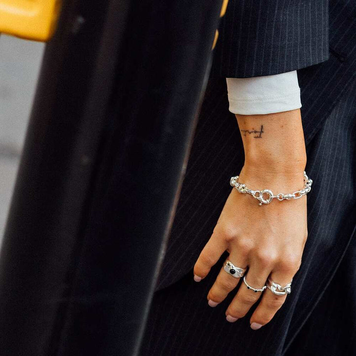 Daisy London Silver Plate Polly Black Onyx Chunky Band Ring Additional Image - 1