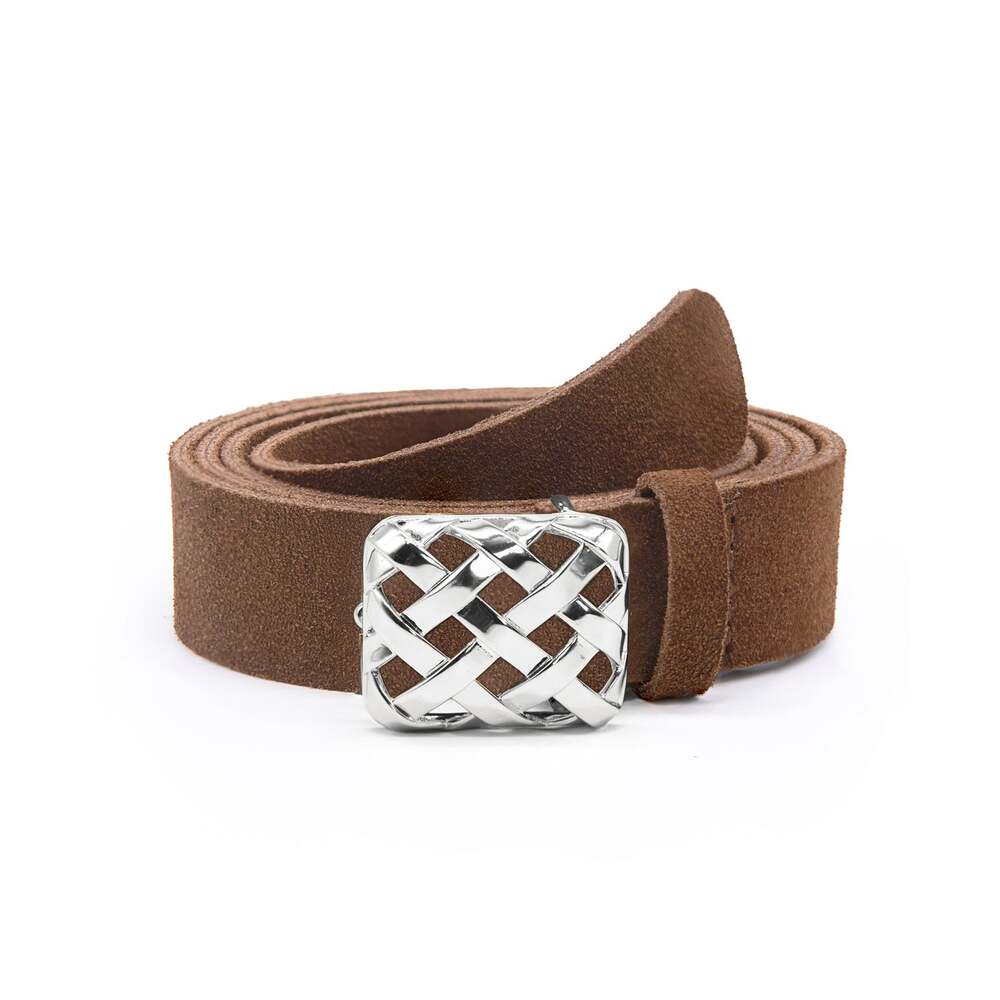 Daisy London Silver Plate Polly Brown Suede Belt