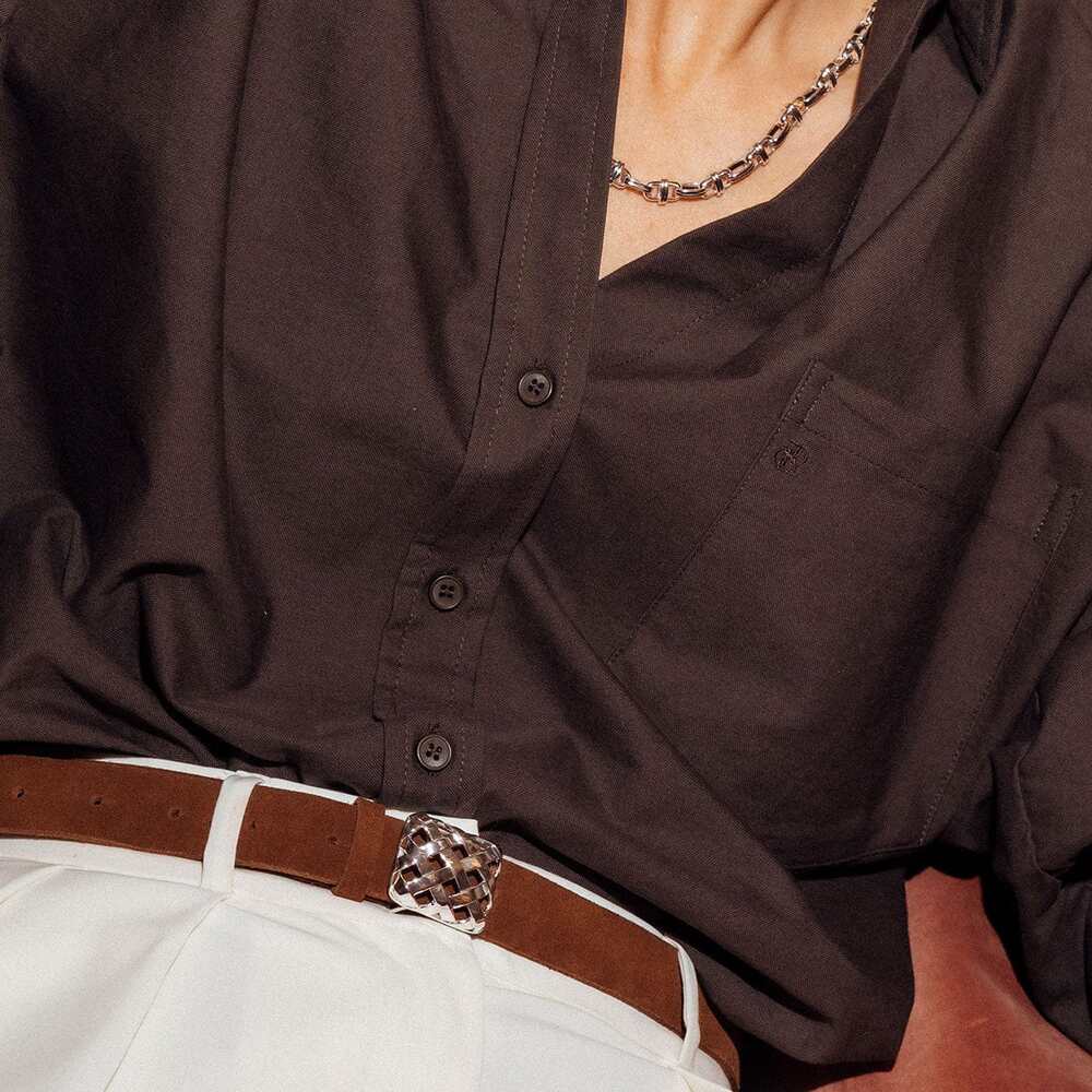 Daisy London Silver Plate Polly Brown Suede Belt Additional Image - 5