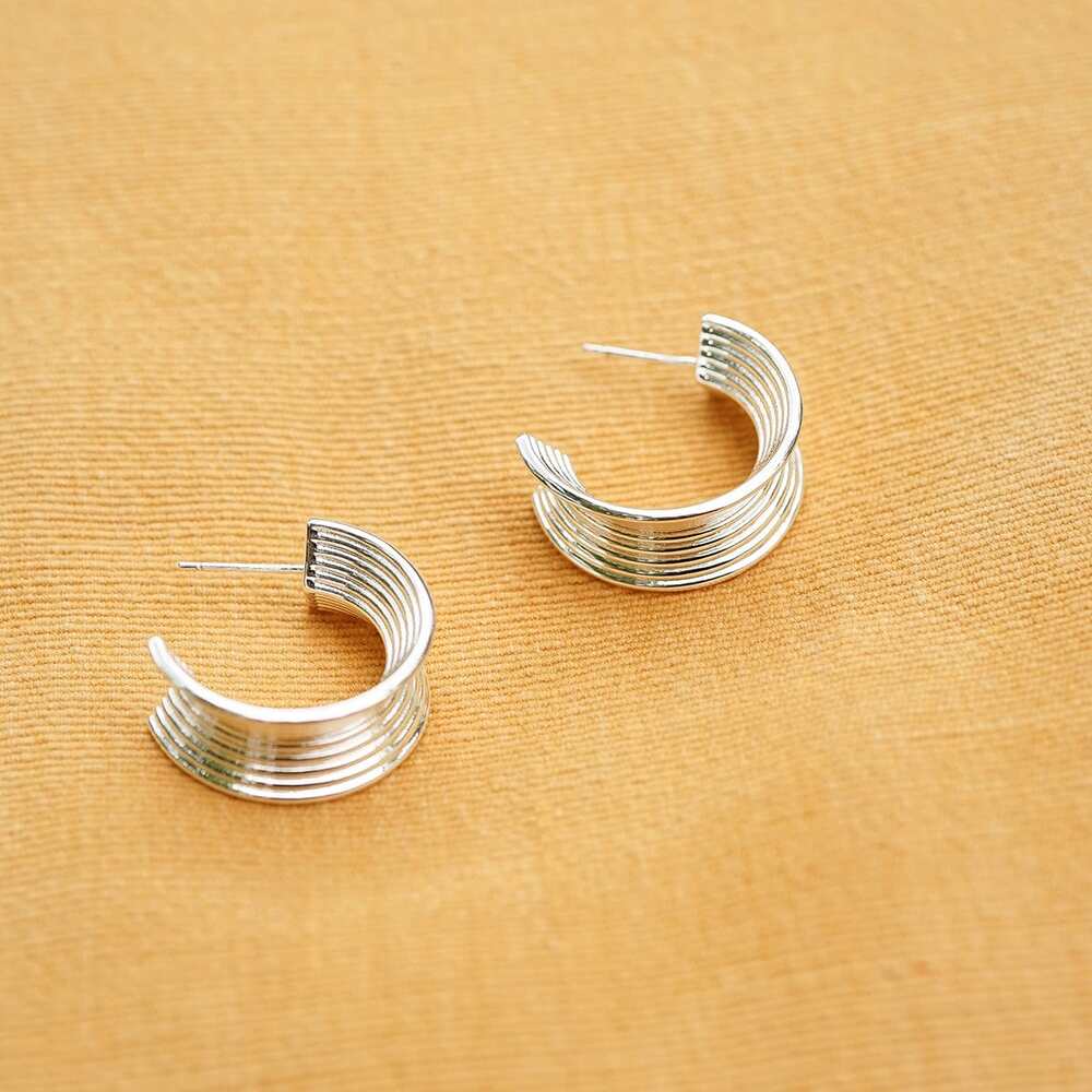 Daisy London Silver Plate Polly Chunky Tidal Hoop Earrings Additional Image - 2