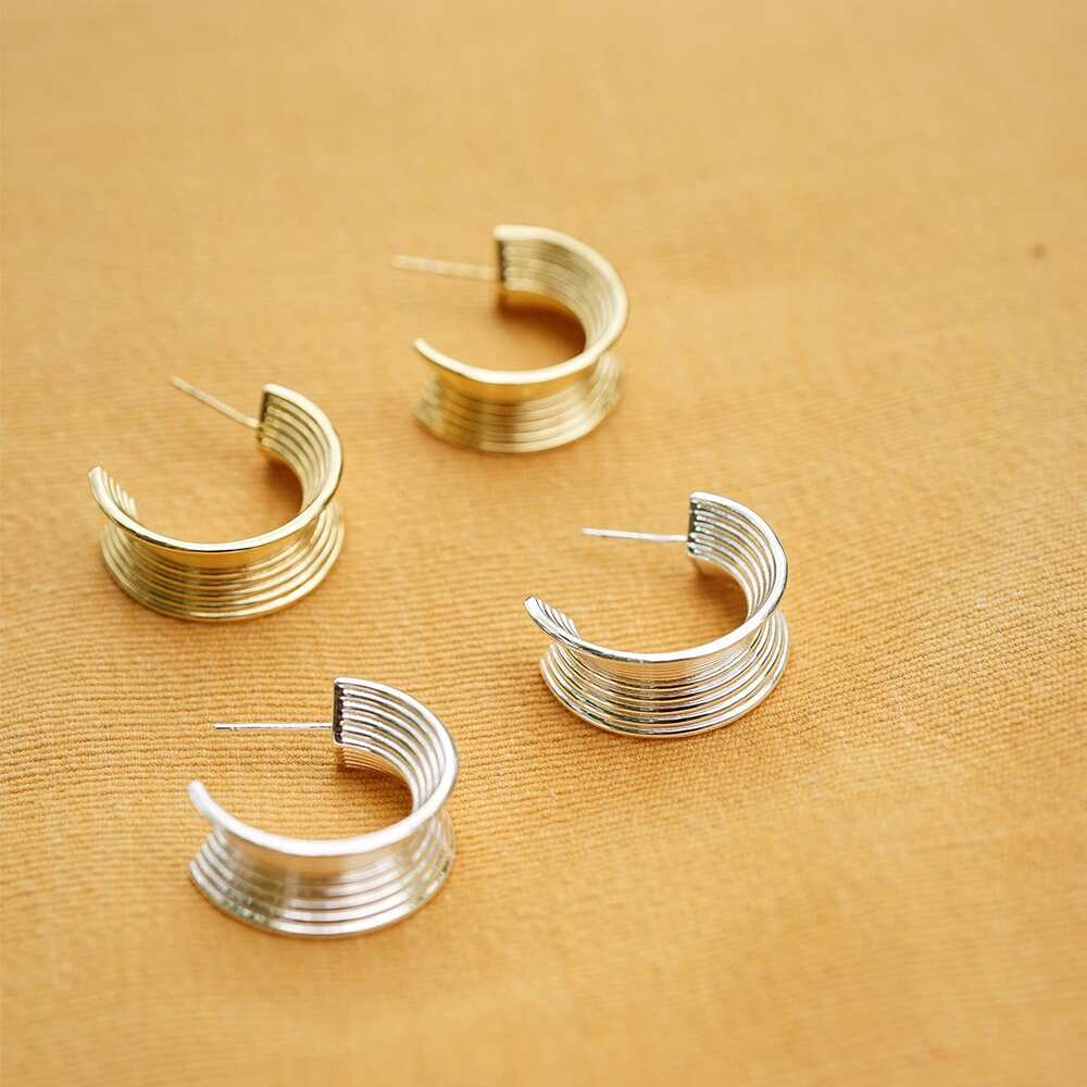 Daisy London Silver Plate Polly Chunky Tidal Hoop Earrings Additional Image - 3