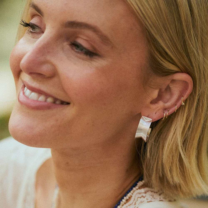 Daisy London Silver Plate Polly Chunky Tidal Hoop Earrings Additional Image - 4