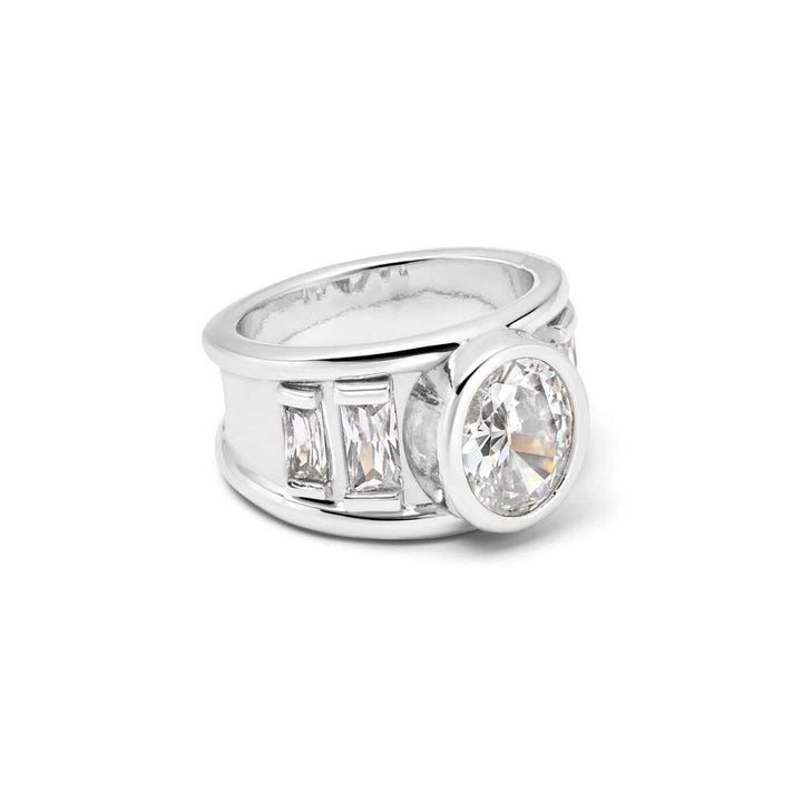 Daisy London Silver Plate Polly Crystal Chunky Ring