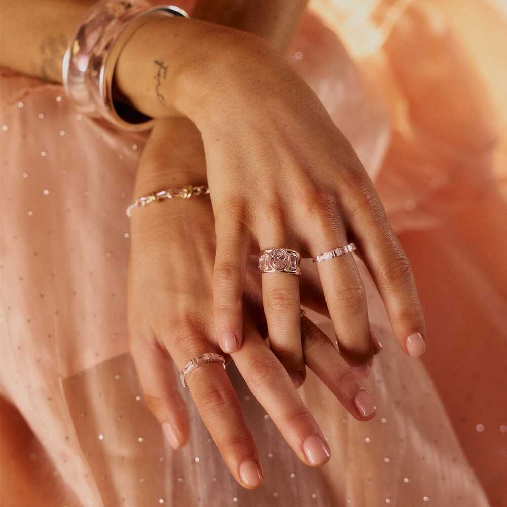 Daisy London Silver Plate Polly Crystal Chunky Ring Additional Image - 4