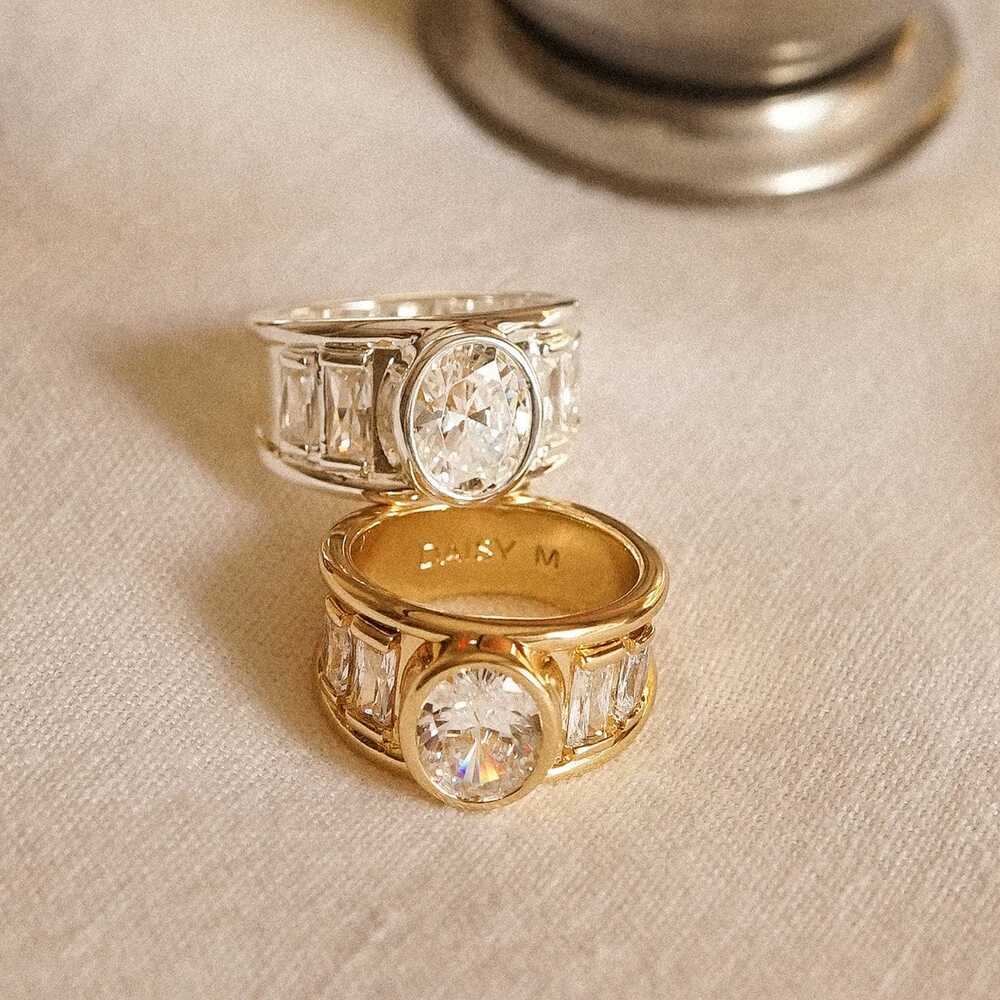 Daisy London Silver Plate Polly Crystal Chunky Ring Additional Image - 5