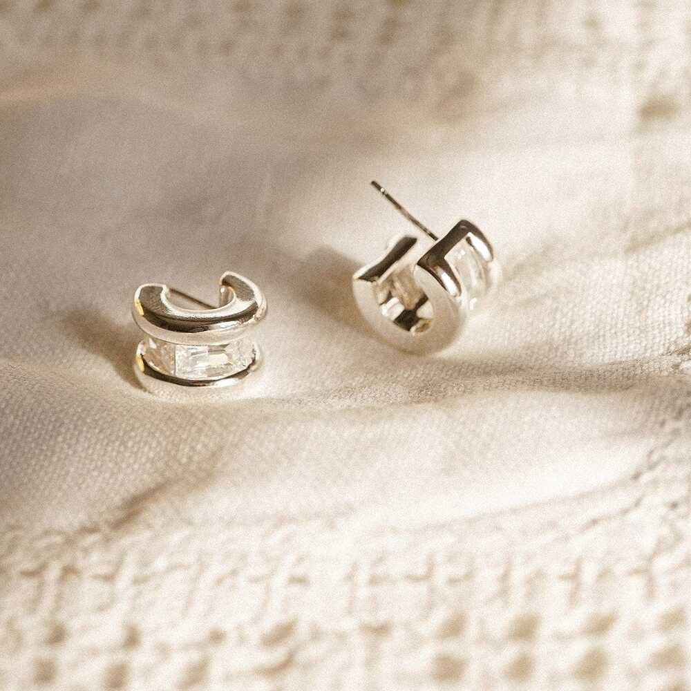 Daisy London Silver Plate Polly Crystal Hoop Earrings Additional Image - 2