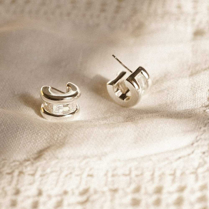 Daisy London Silver Plate Polly Crystal Hoop Earrings Additional Image - 2